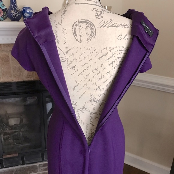 JONES NEW YORK  PURPLE RUFFLED NECKLINE DRESS Size 8 ( Medium) - Picture 10 of 14